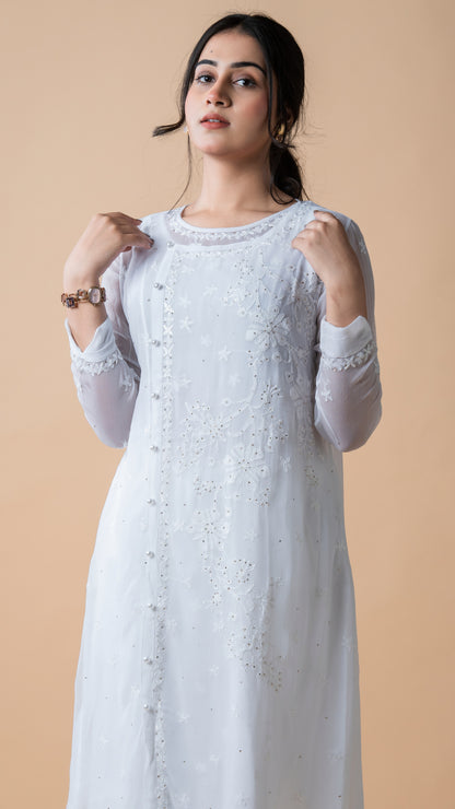 Side Button Georgette Kurta