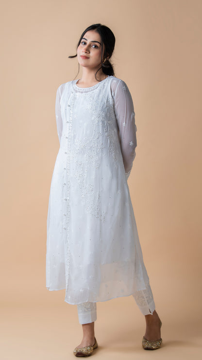 Side Button Georgette Kurta