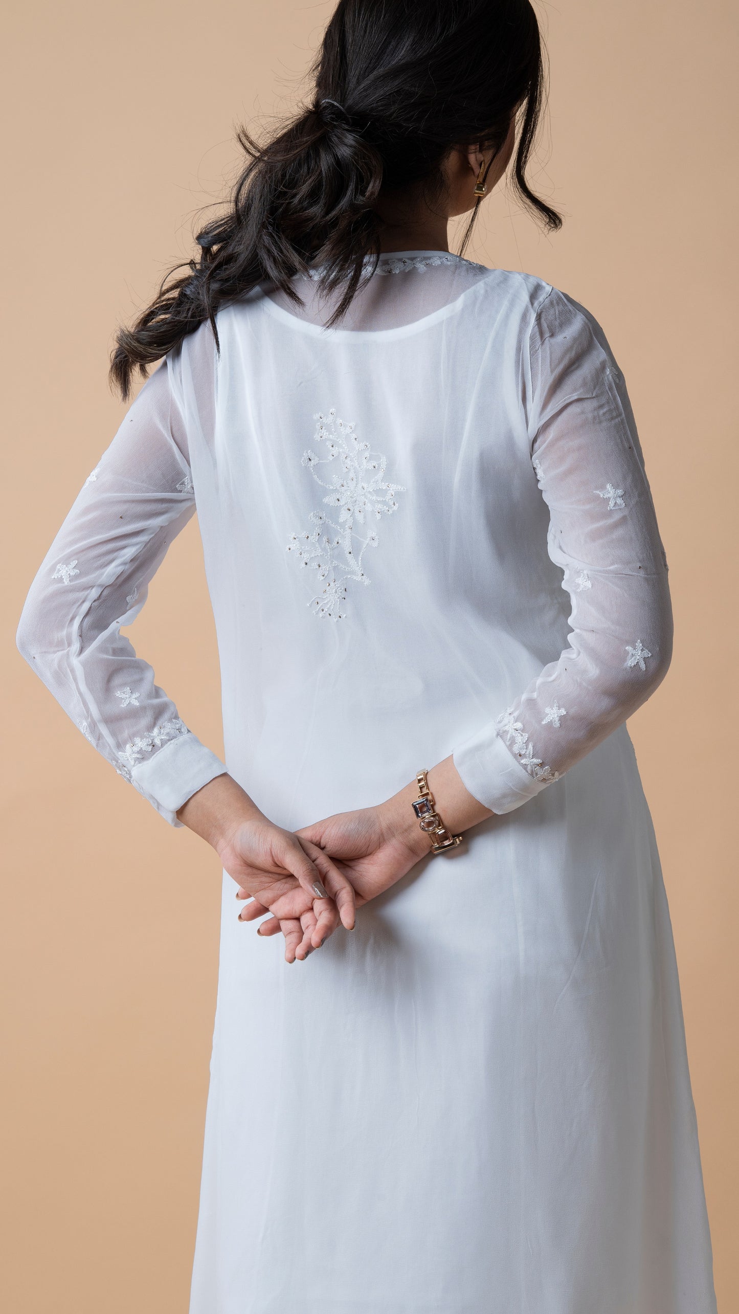 Side Button Georgette Kurta