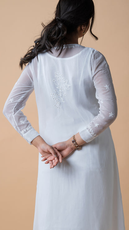 Side Button Georgette Kurta